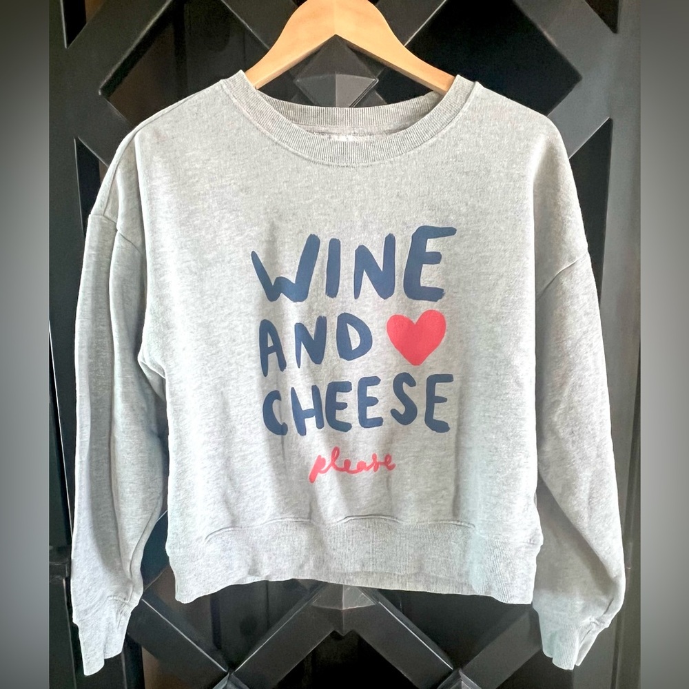 $88 Anthropologie Maeve X Jordan Nickson Wine & Cheese Graphic Sweatshirt XS